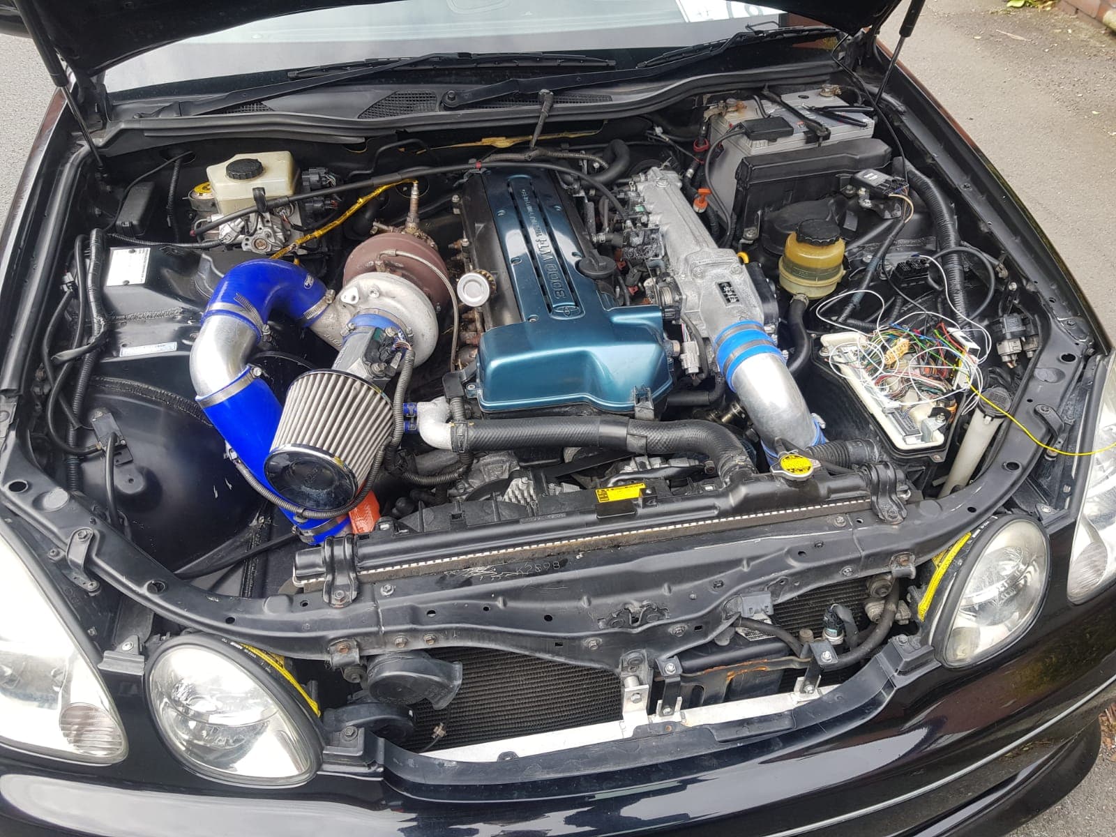 Toyota 2JZ-GTE single turbo engine bay